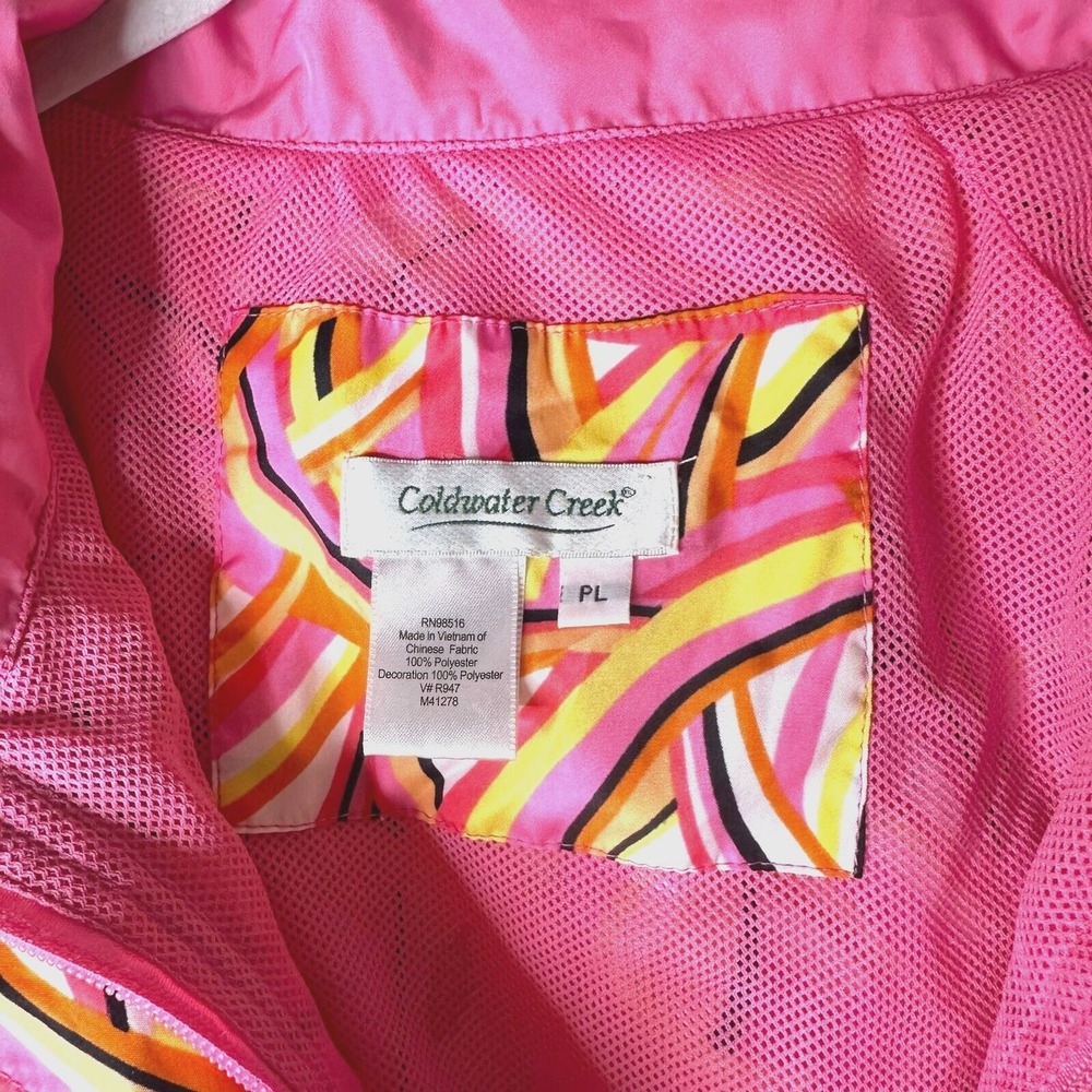 ColdwaterCreek Jacket Women LP Pink Orange Swirl Print Windbreaker Anorak NWOT - Picture 5 of 6